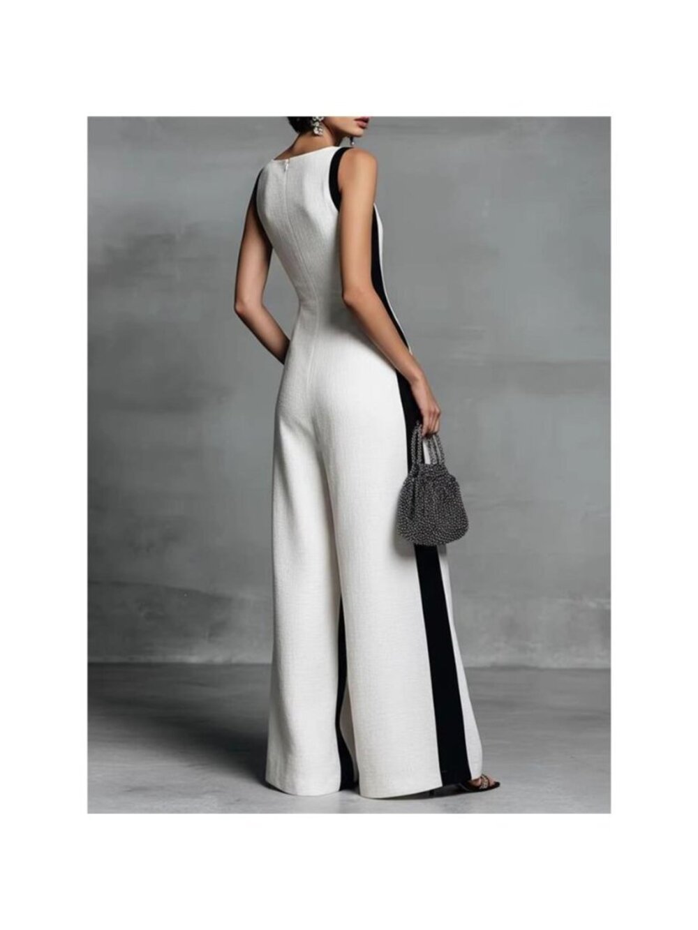 Contrast Trim V-Neck Jumpsuit - Picture 2 of 9